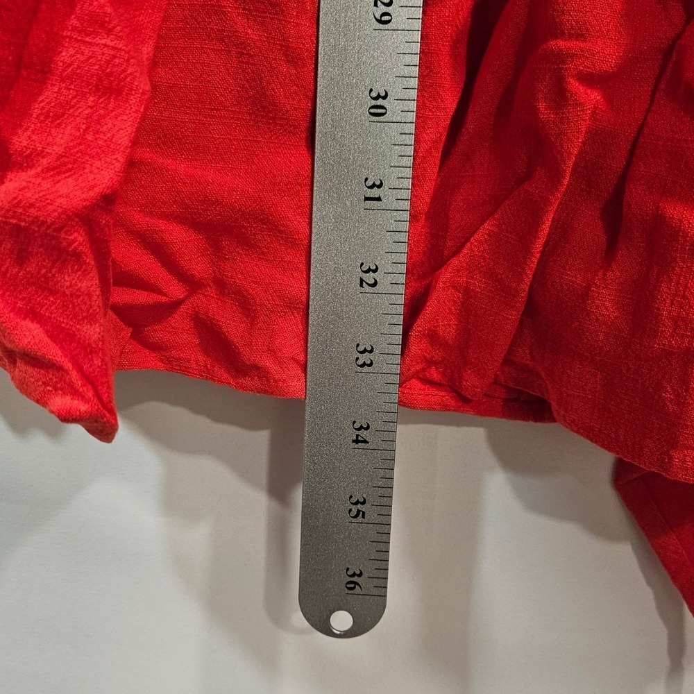 Lulus Womens Red Linen Blend Tiered Mini Dress S Sleeveless Ruffle Tie Back Boho - Picture 13 of 13